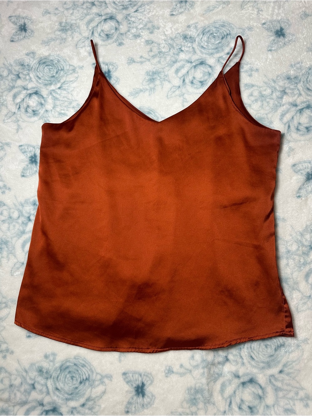 Women's Satin V-Neck Camisole in Rust
